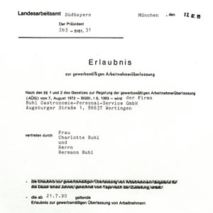 Buhl Erlaubnis Arbeitnehmerüberlassung im Jahre 1995