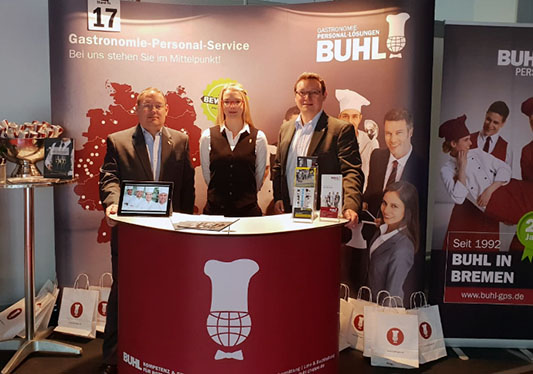 Ulf Lampke, Daniel Ibscher und Corinna Heffner auf der Messe